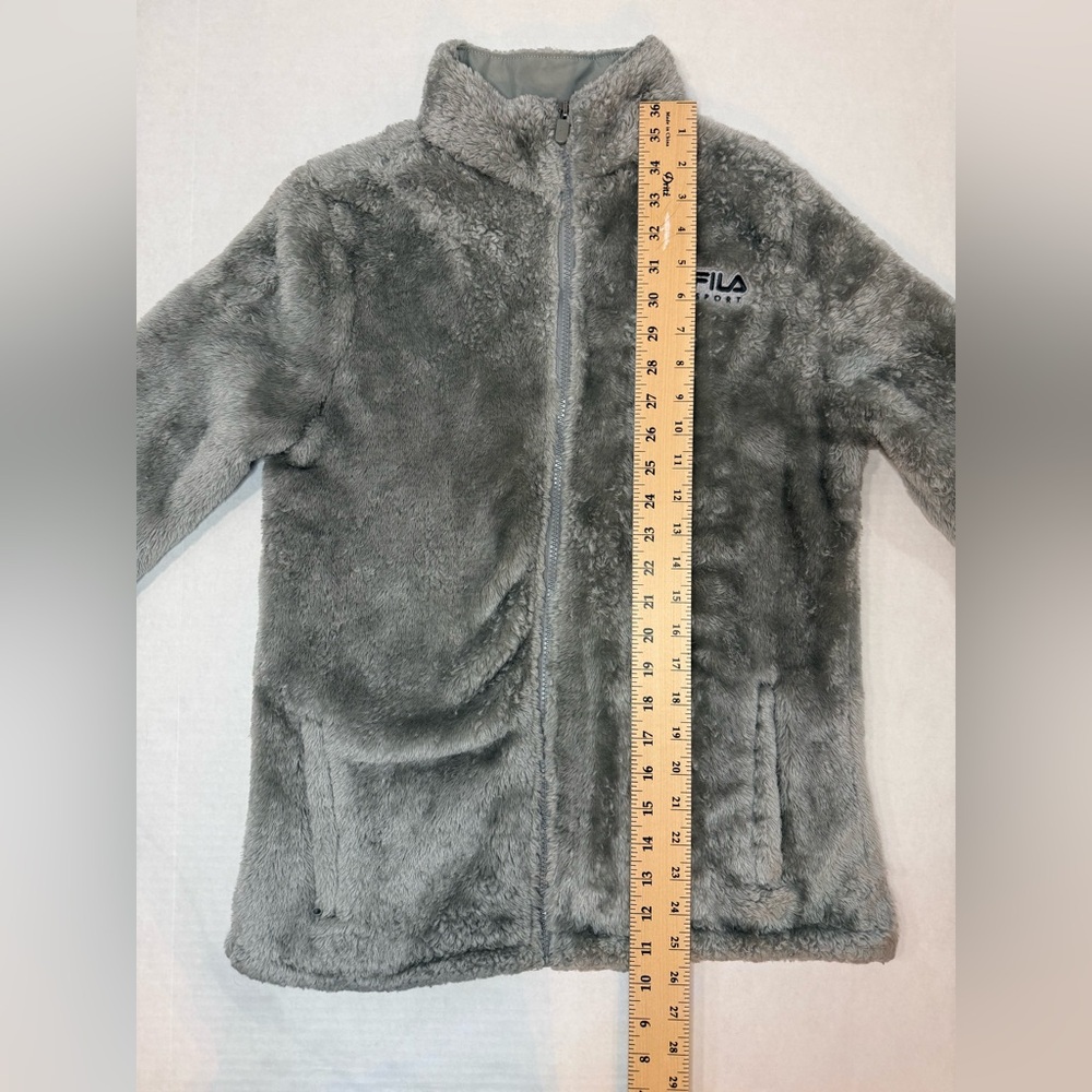 Fila Faux Fur Fleece Full Zip Jacket Gray Size M - Picture 6 of 12
